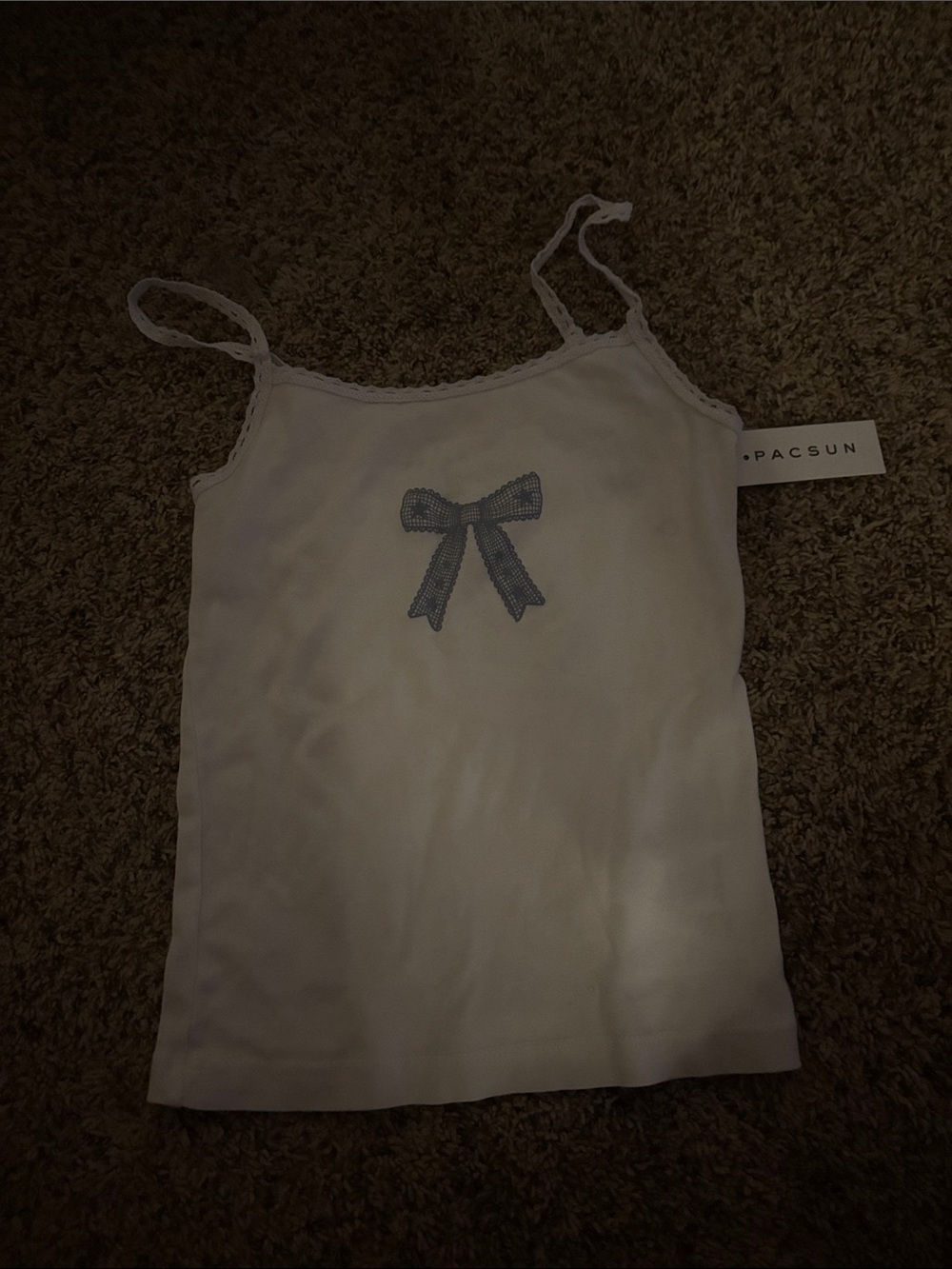 PacSun White Lace-Trim Bow Cami Tank